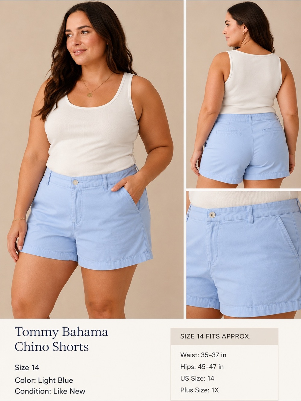 Tommy Bahama Light Blue Chino Bermuda Shorts - Women